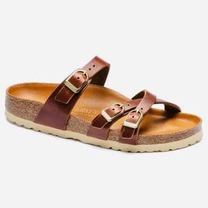 BIRKENSTOCK Franca Sandal Cognac Oiled Leather Size 38 Regular/Wide